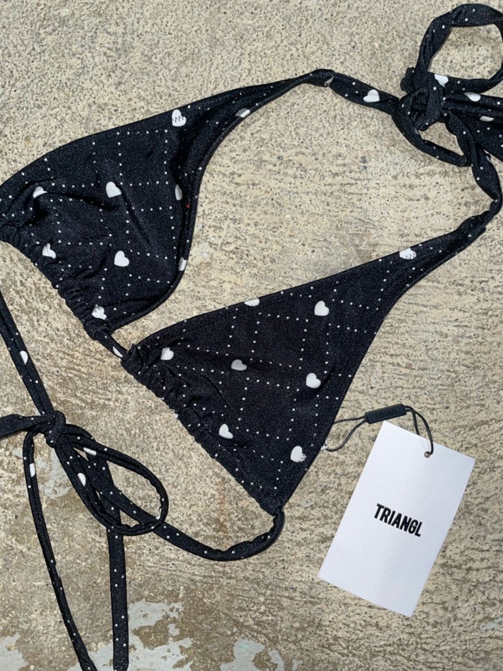 triangl swimwear Black Heart Print Triangle Bikini top and bottoms - Picture 6 of 12